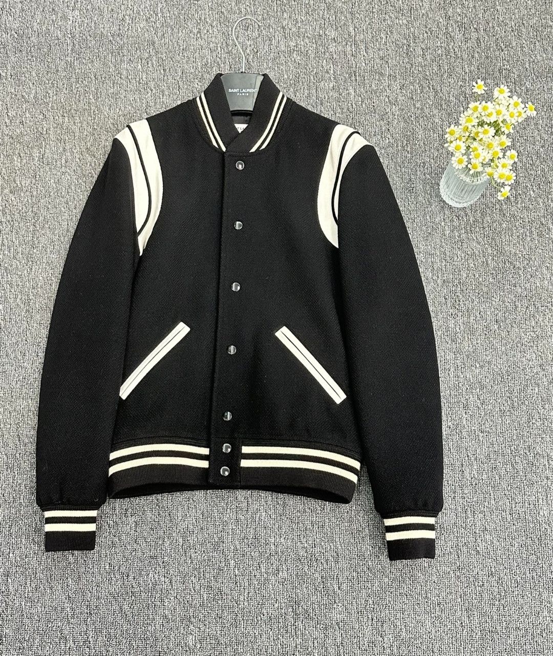 saint laurent Black and White Baseball Jerseys