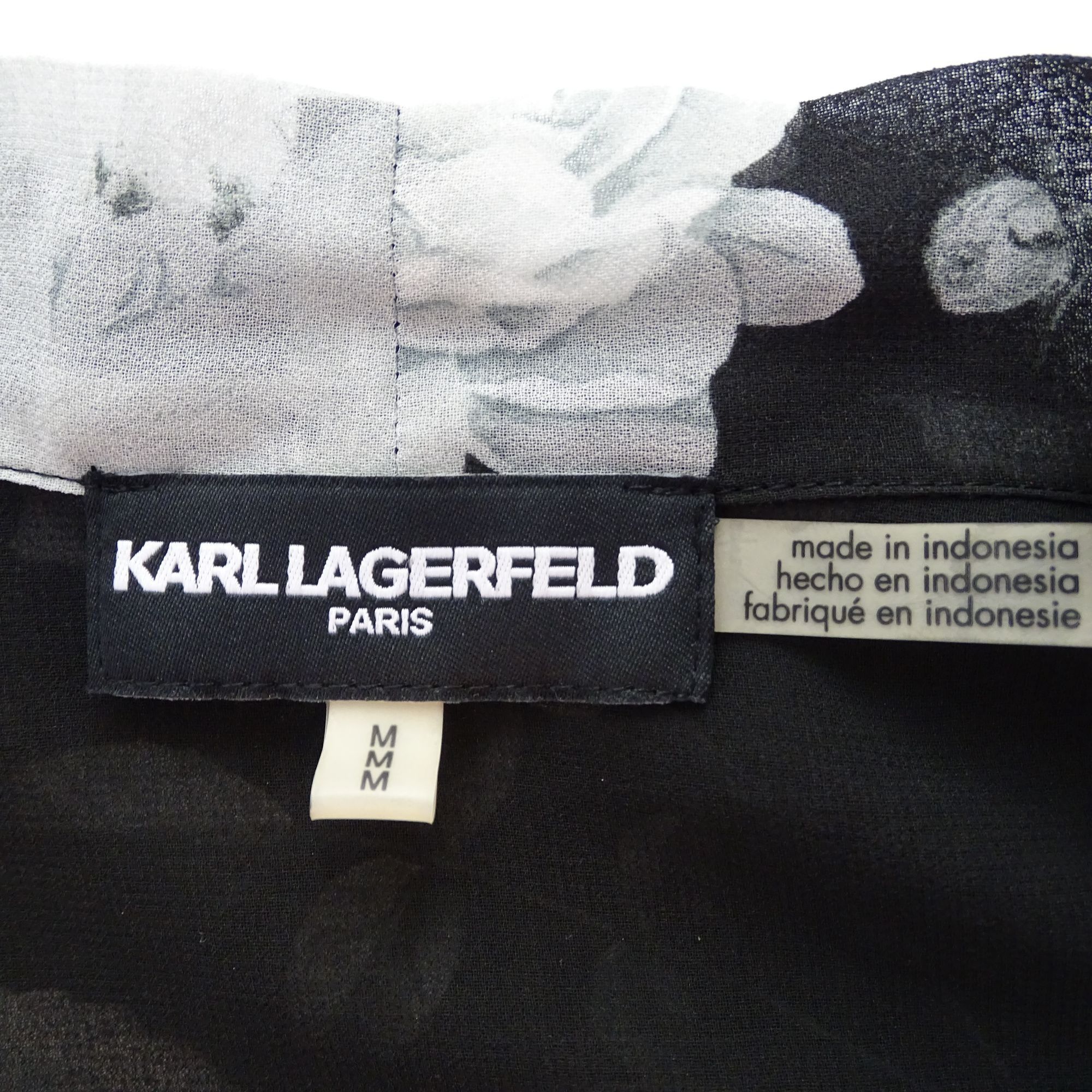 Karl Lagerfeld Karl Lagerfeld Women Black Floral Long Sleeve Blouse Size M Size M / US 6-8 / IT 42-44 - 8 Thumbnail