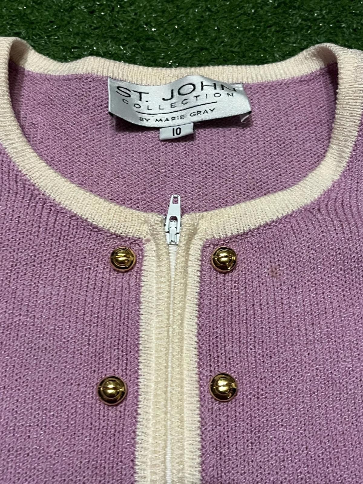 St. John St. John Lavender Knit Jacket with Gold Buttons Size ONE SIZE - 4 Thumbnail