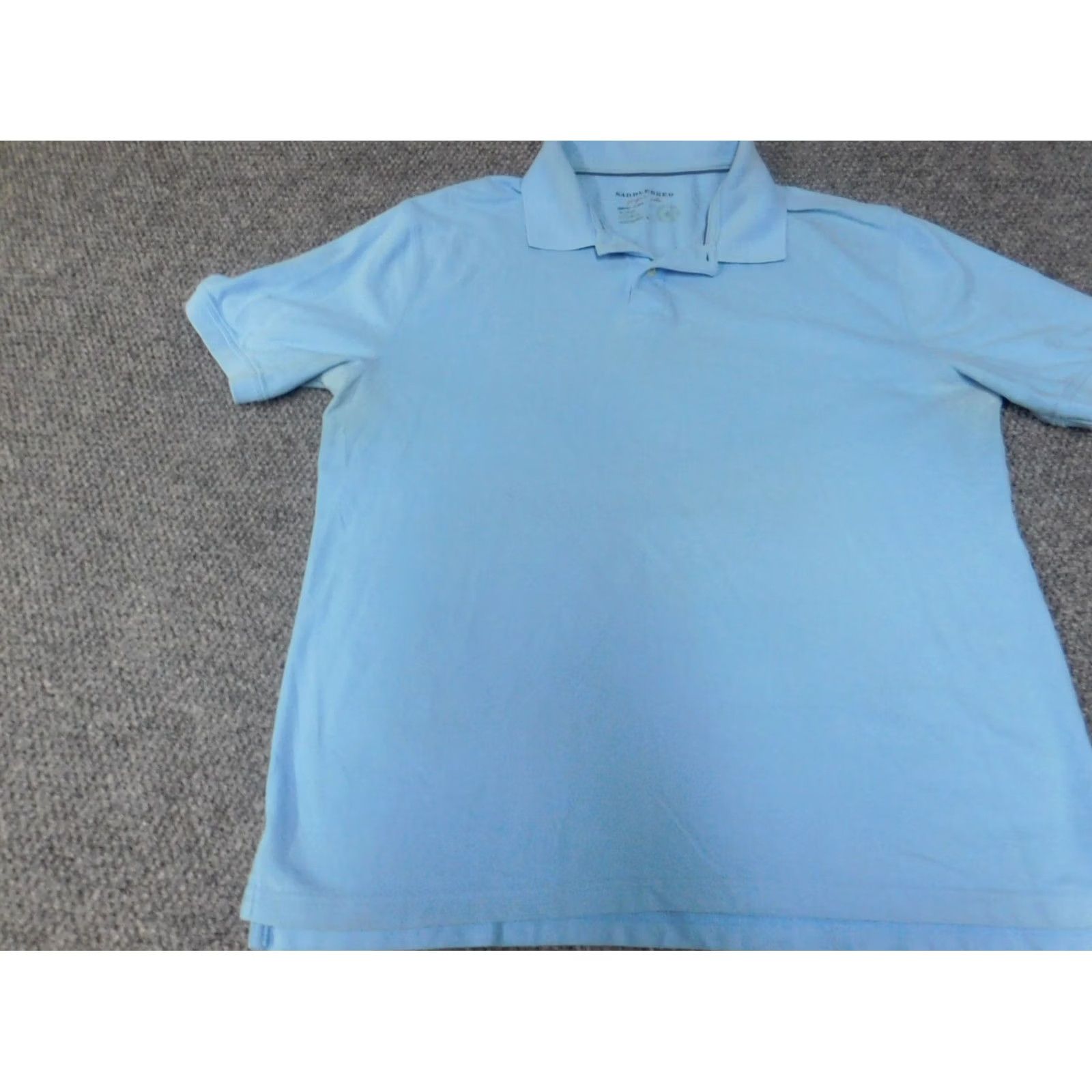 Vintage Saddlebred Polo Shirt Short Sleeve Blue Regular L Mens Striped Button Collar Golf Comfort flex Size US L / EU 52-54 / 3 - 2 Thumbnail