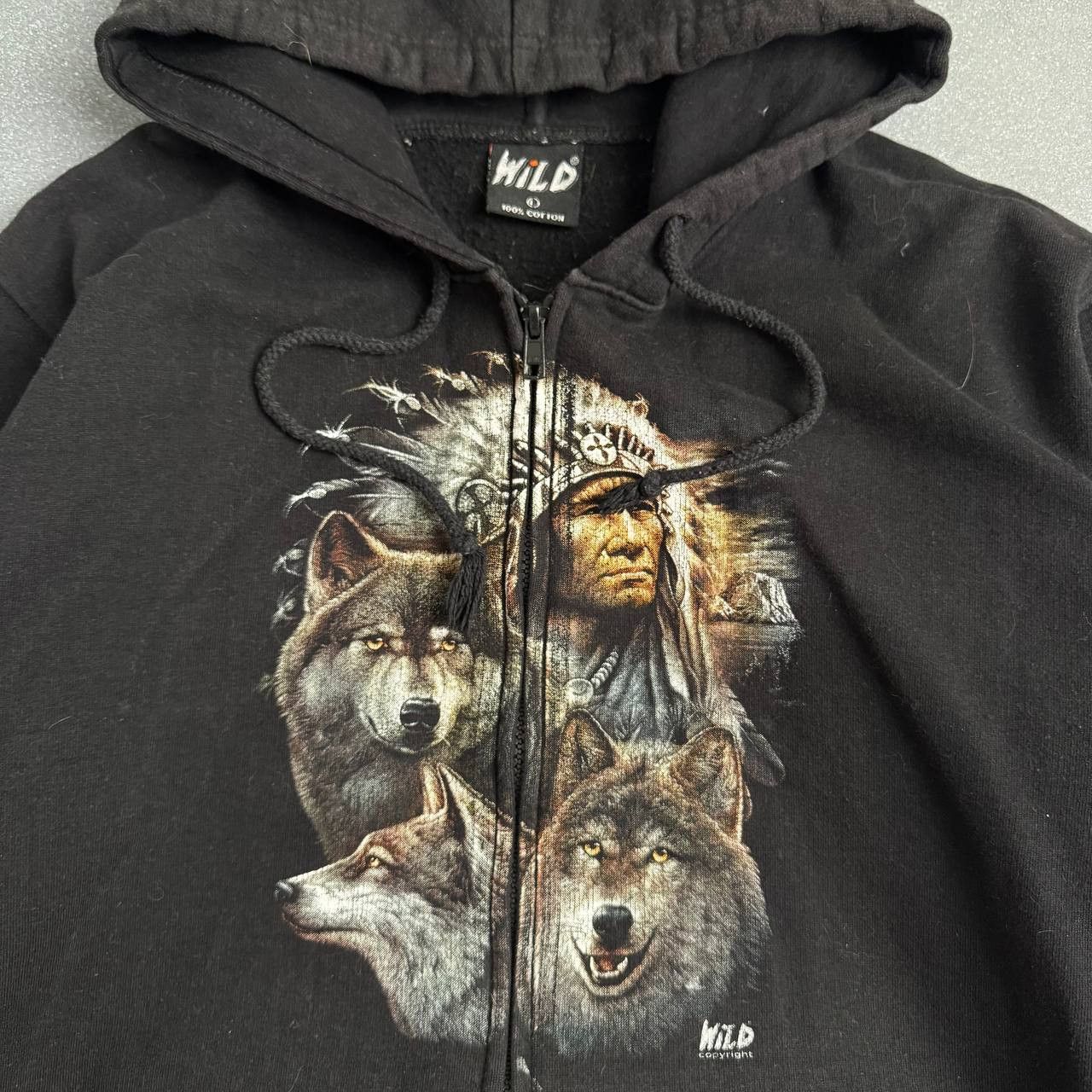 Japanese Brand WILD Vintage Y2K Double Side Wolf Printed Zip Hoodie Size US M / EU 48-50 / 2 - 6 Thumbnail