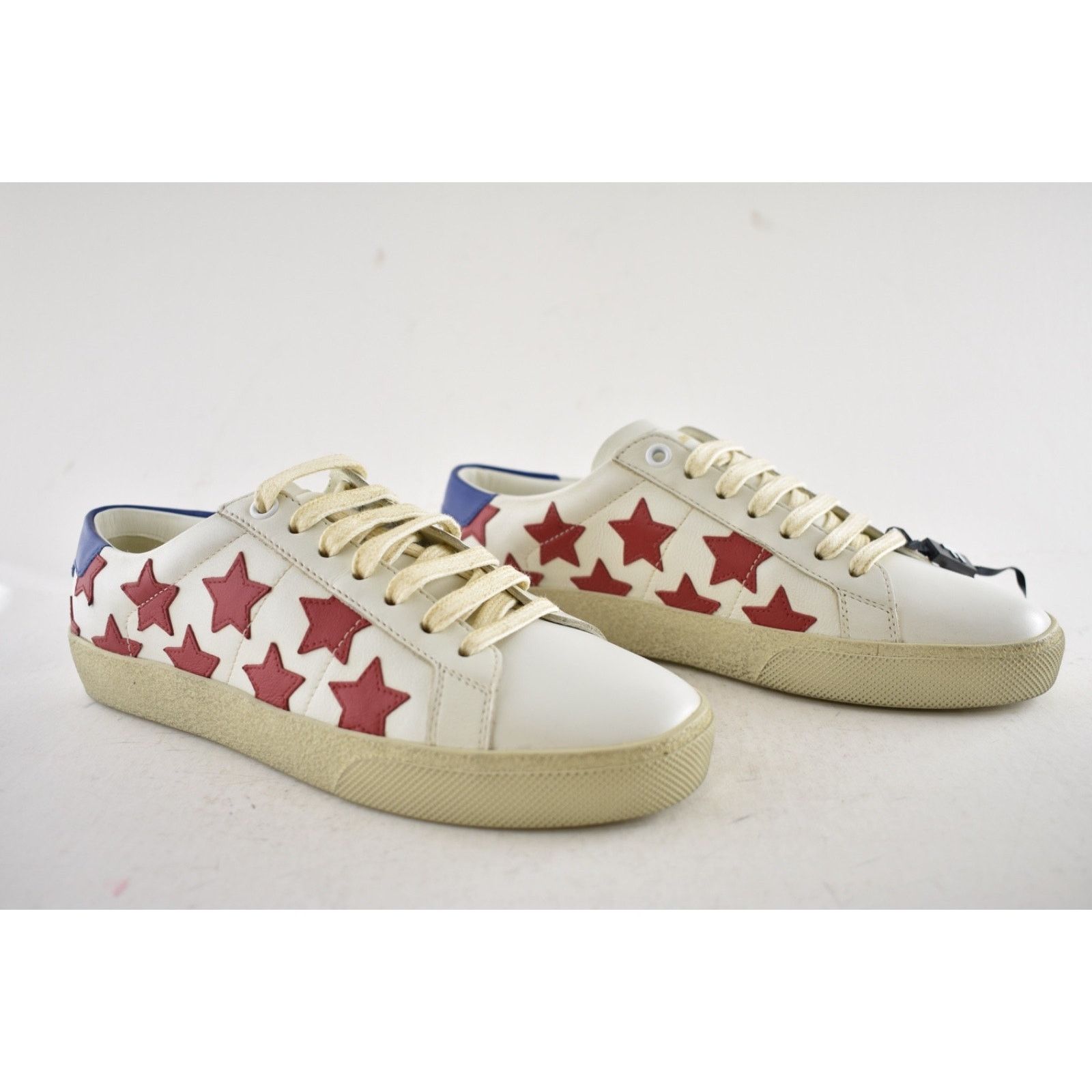 Yves Saint Laurent Court Classic SL Red Star Distressed Flat Low Top Sneaker Size US 6 / IT 36 - 4 Thumbnail