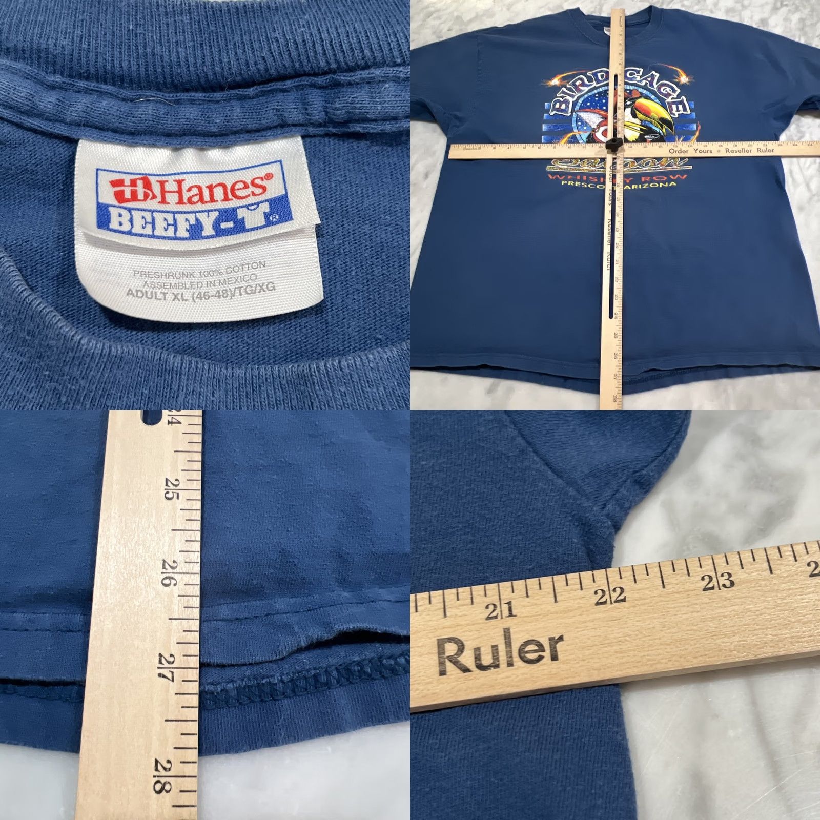 Hanes VINTAGE Hanes Bird Cage Saloon Shirt Men XL Crew Neck Short Sleeve Blue Cotton Graphic Print Bar Travel 90s Mens Size US XL / EU 56 / 4 - 8 Thumbnail