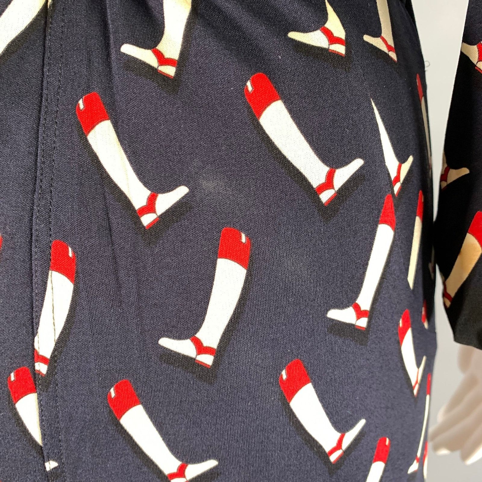 Gucci GUCCI Size 2 Navy Red Silk Riding Boots Wrap Dress Size XS / US 0-2 / IT 36-38 - 6 Thumbnail