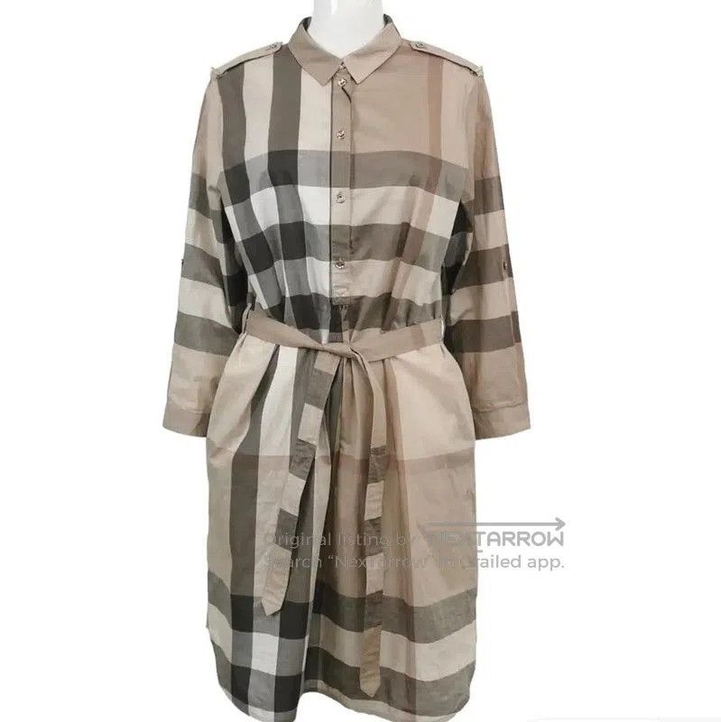 Burberry Burberry Summer Khaki Check Logo Dress. Size XL / US 12-14 / IT 48-50 - 7 Thumbnail