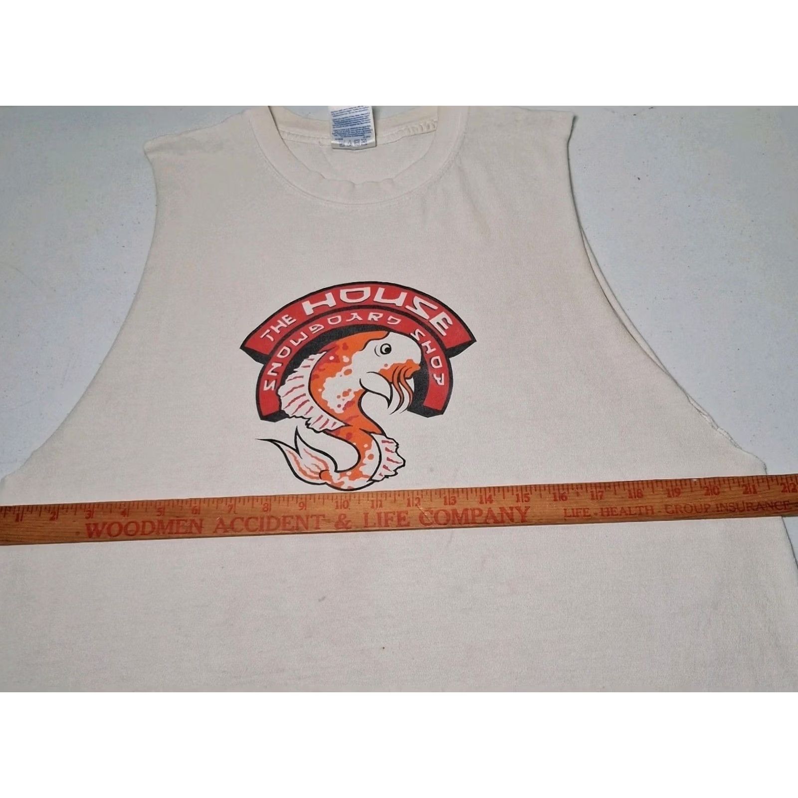 Gildan The House Snowboard Shop Muscle Shirt L Fish Distressed Snowboarding St Paul MN Mens Size US L / EU 52-54 / 3 - 7 Thumbnail