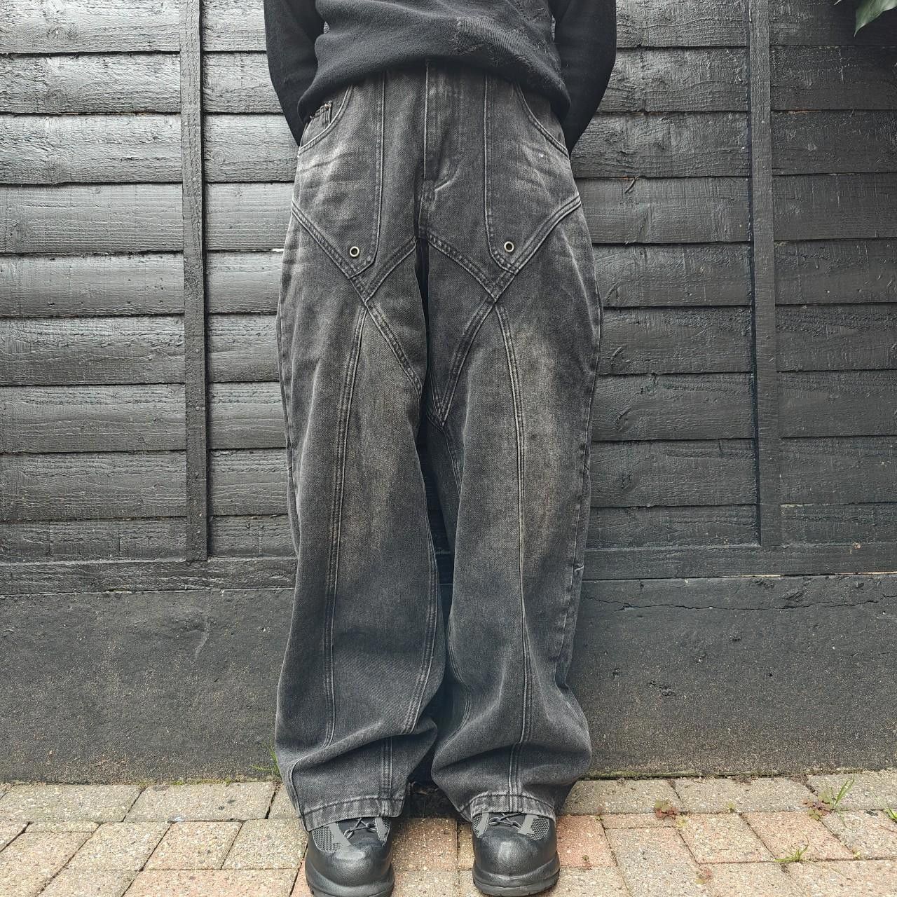Other Black Wide Leg Panelled Fade Denim Size US 32 / EU 48 - 2 Thumbnail