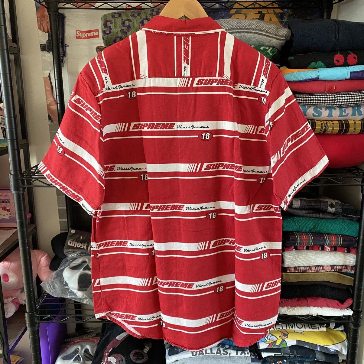 Supreme Supreme Striped Racing Work Shirt Red 2018 Designer Box Logo Size US L / EU 52-54 / 3 - 4 Thumbnail