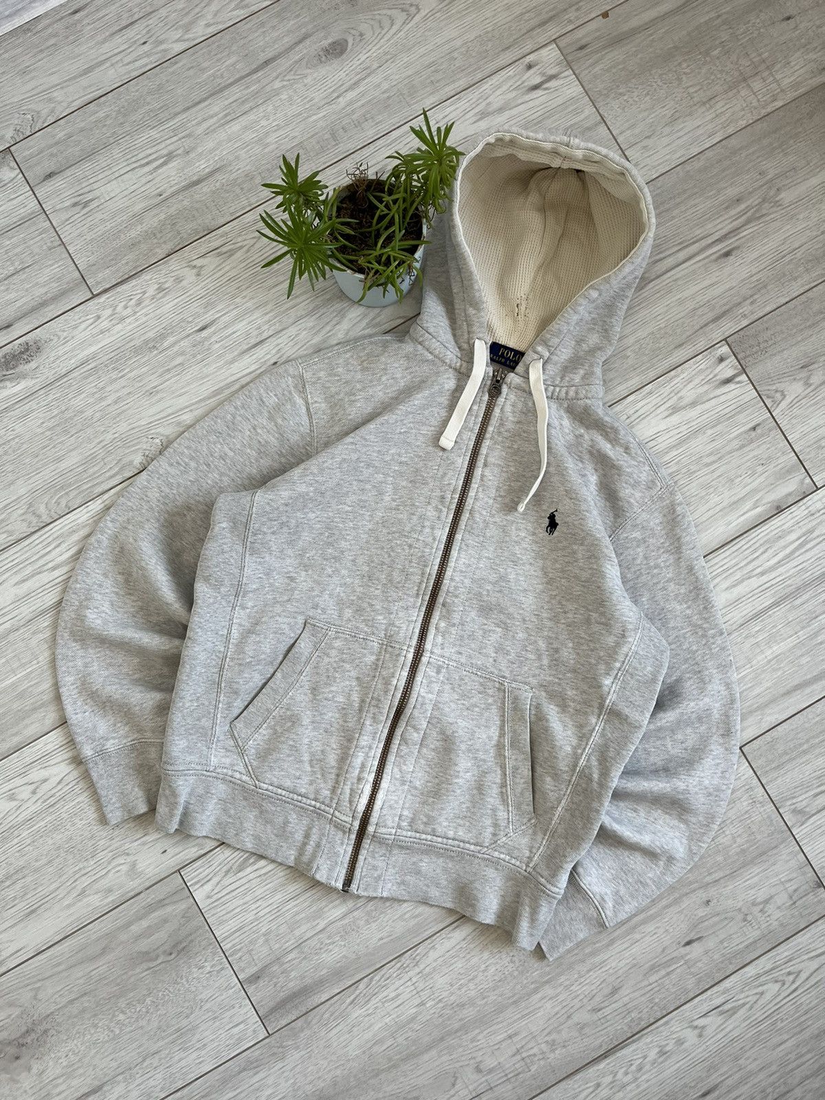 Pre-owned Polo Ralph Lauren X Vintage Zip Hoodie Polo Ralph Laurent Vintage Drip Y2k Drill Casual In Grey