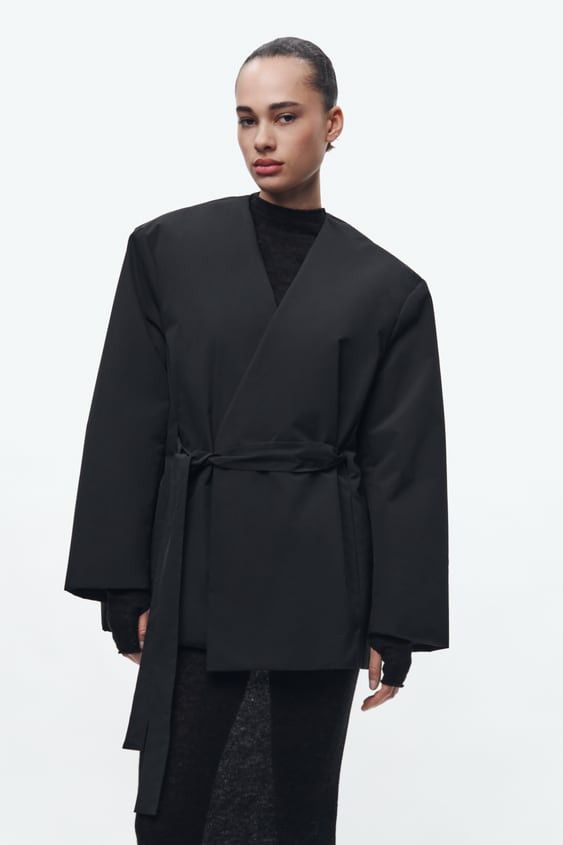 image of Zara Nylon Kimono Blazer Limited Edition in Black, Women's