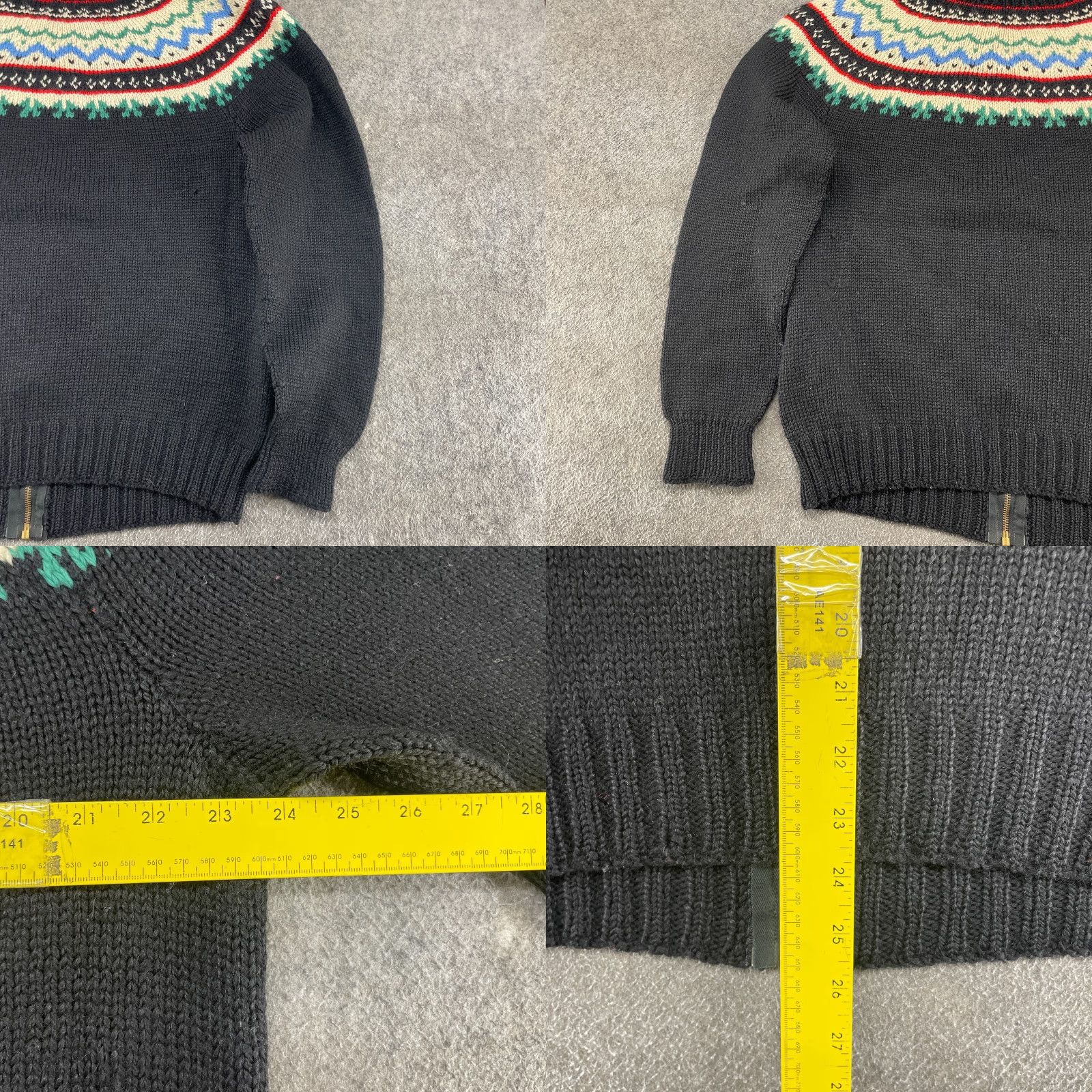 Vintage VINTAGE Fair Isle Cardigan Sweater Mens XL Black Green Full Zip Wool Cable Knit 90s USA Winter Size US XL / EU 56 / 4 - 8 Thumbnail