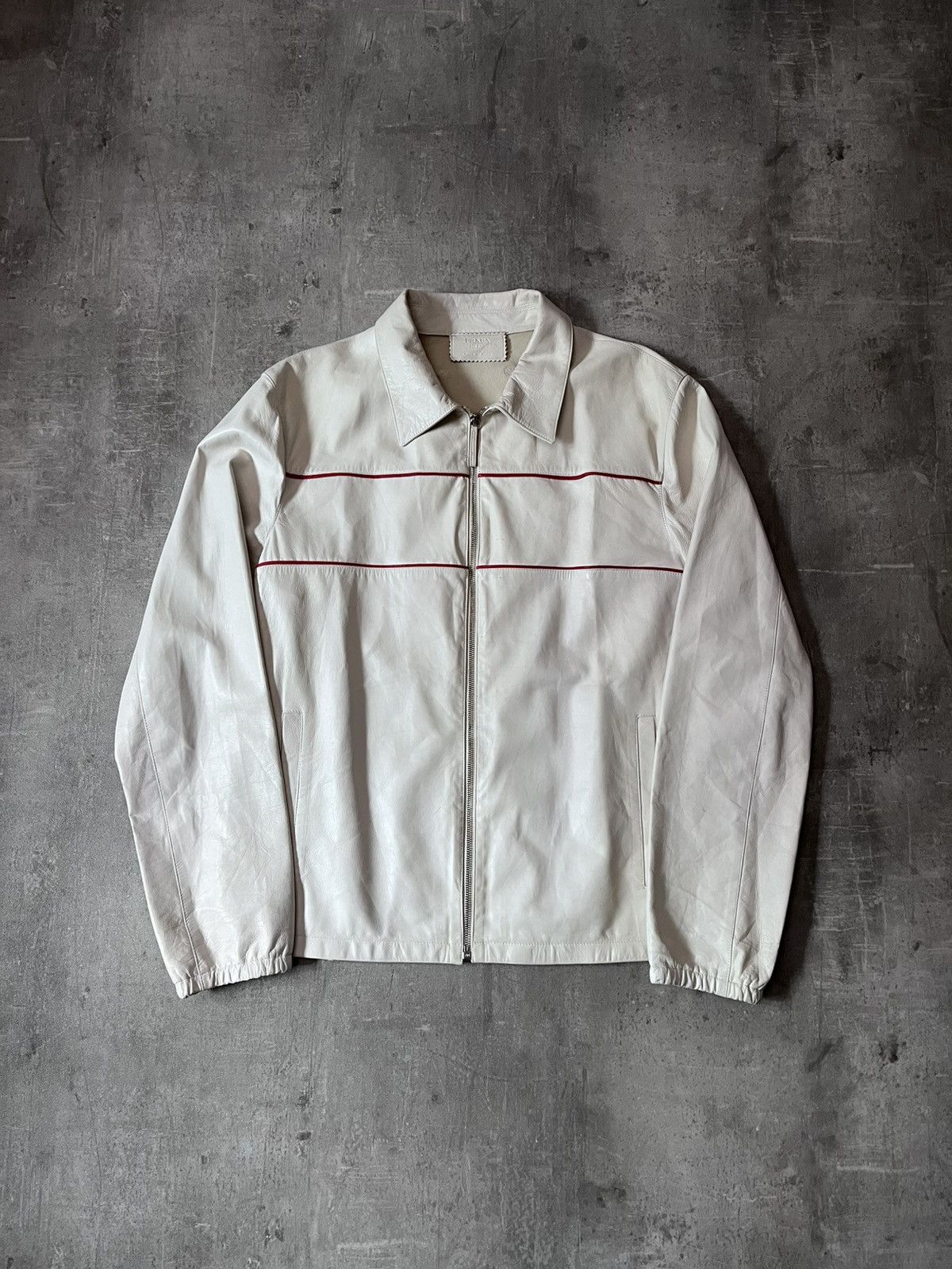 Prada Vintage Prada soft leather jacket white red line 90s Size US L / EU 52-54 / 3 - 1 Thumbnail