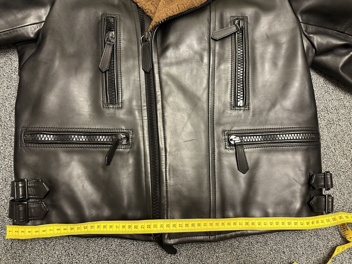 Burberry Prorsum Burberry Prorsum Leather/Shearling Biker Jacket Size US L / EU 52-54 / 3 - 3 Thumbnail