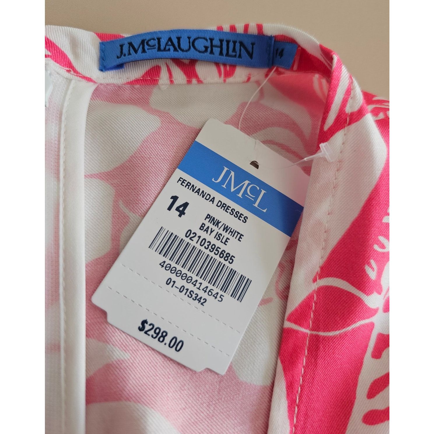 J.McLaughlin NWT J.McLaughlin Silk Pink/White Bay Isle Fernanda Dress 14 Size XL / US 12-14 / IT 48-50 - 10 Thumbnail