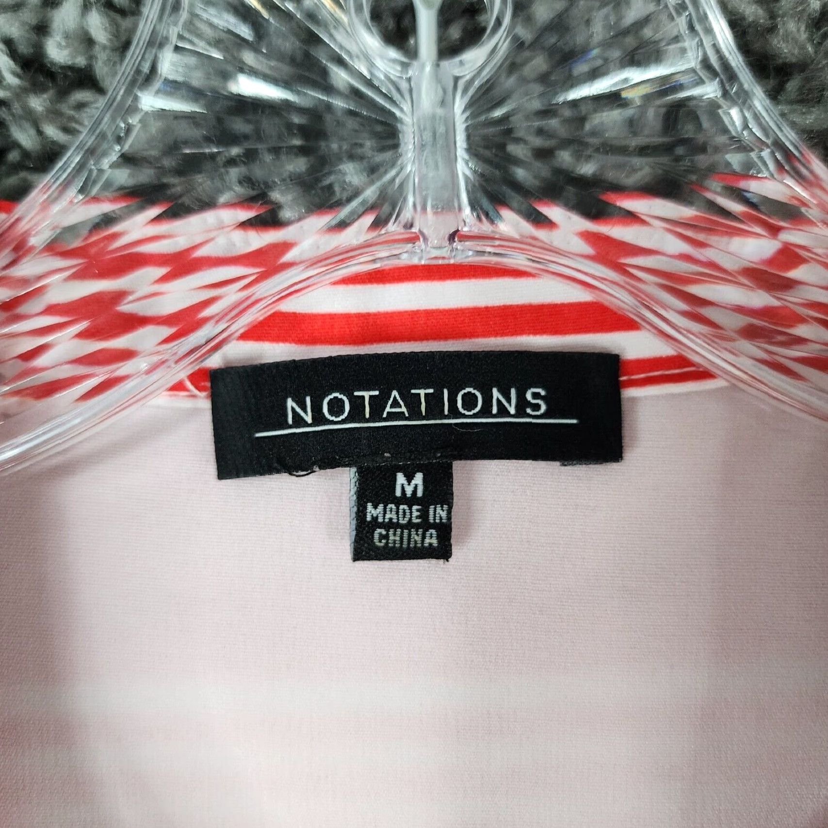 Vintage NOTATIONS Womens Long Sleeve Button-Up Blouse White Red Striped Size M Size M / US 6-8 / IT 42-44 - 4 Thumbnail