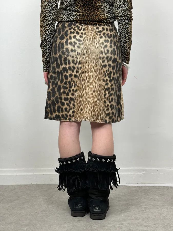 Roberto Cavalli SS2003 Cavalli Leopard Beige & Black Skirt Size US S / EU 44-46 / 1 - 2 Thumbnail