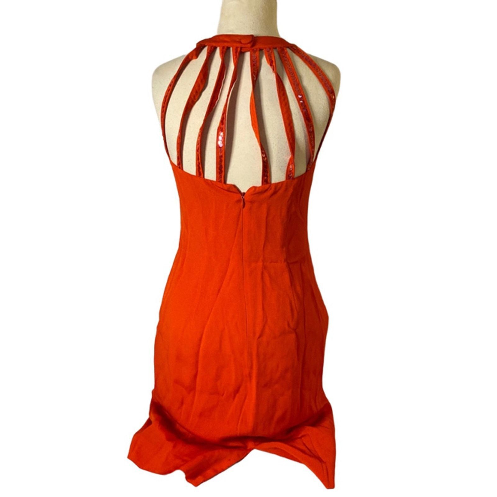 Other BB Collections Orange Sequin Halter Mini Dress Party Glam 6 Size M / US 6-8 / IT 42-44 - 7 Thumbnail