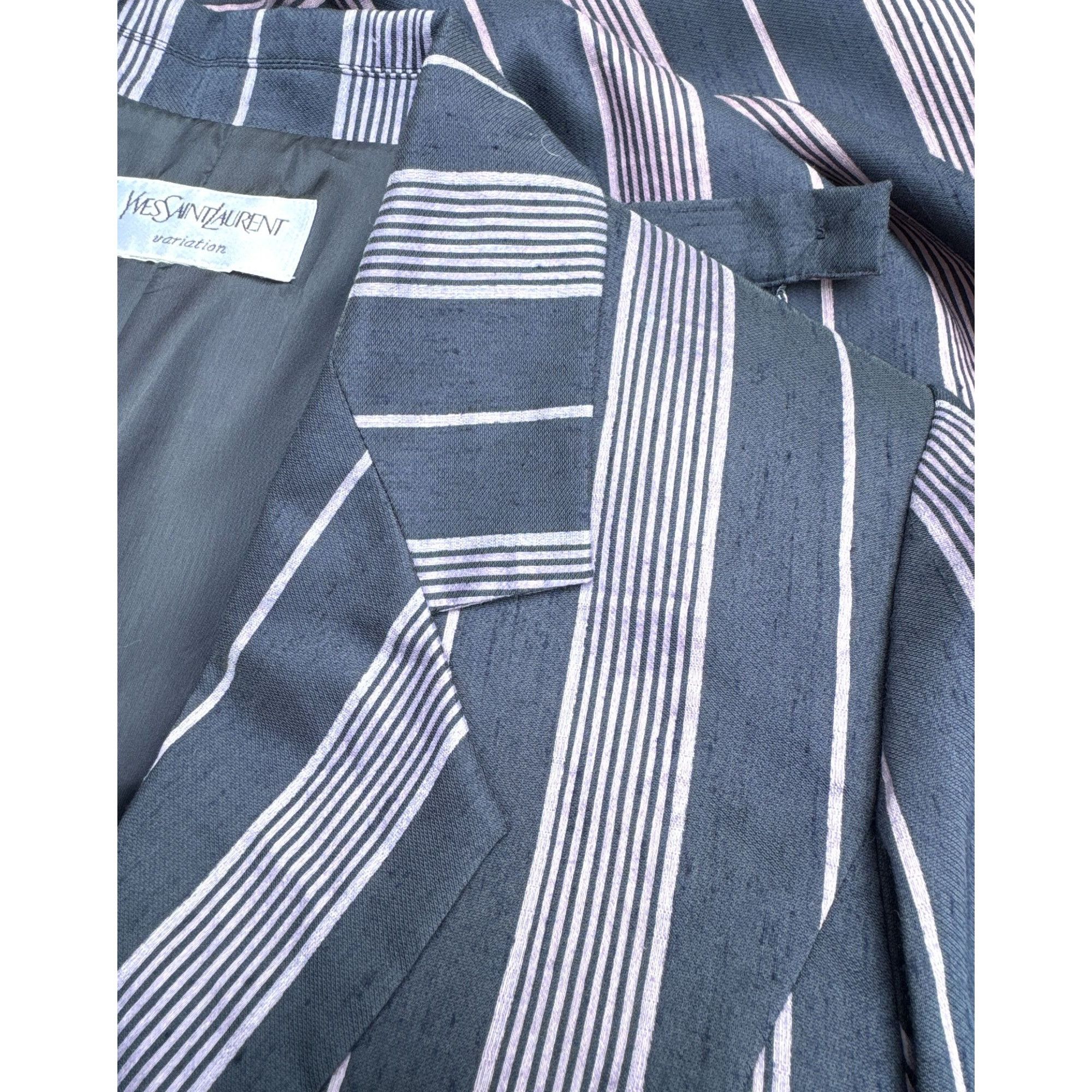 Yves Saint Laurent 1990s Striped Linen Pants Suit Size XS / US 0-2 / IT 36-38 - 10 Thumbnail