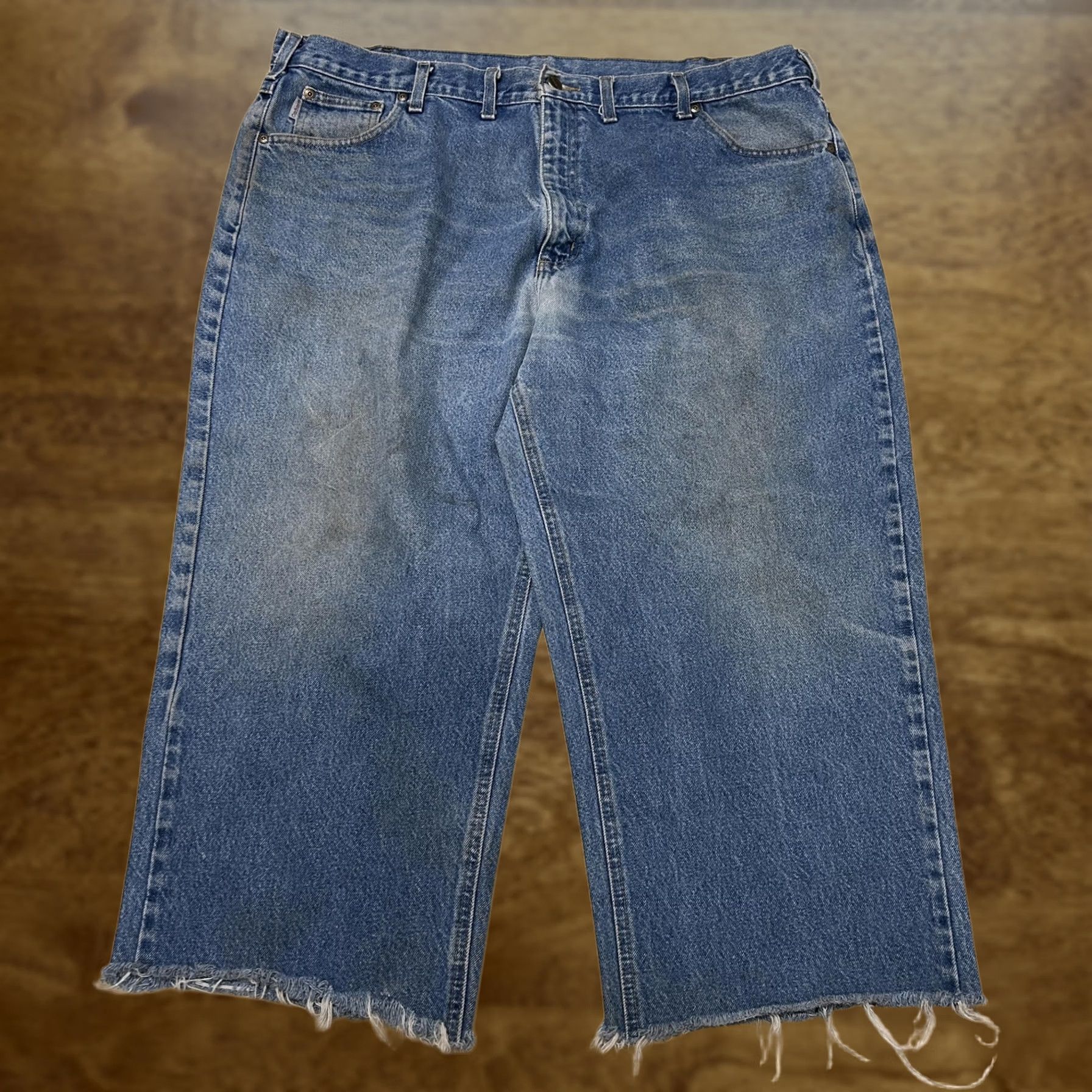 Carhartt Carhartt B167 DST Jeans Mens 44x24 Blue Denim Cropped Distressed Relaxed Fit Size US 44 / EU 60 - 1 Thumbnail