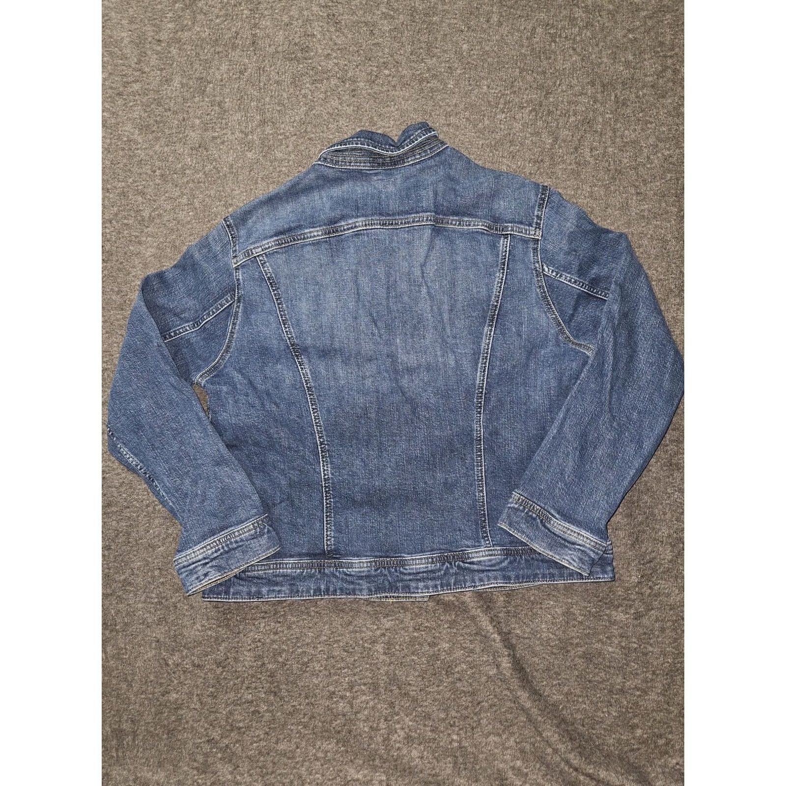 Lee Lee Jacket Womens XL Blue Denim Stretch Button Up Pockets Casual Classic Short Sleeve Long Sleeve 80s 90s Western Womens Size 40" / US 18 - 7 Thumbnail