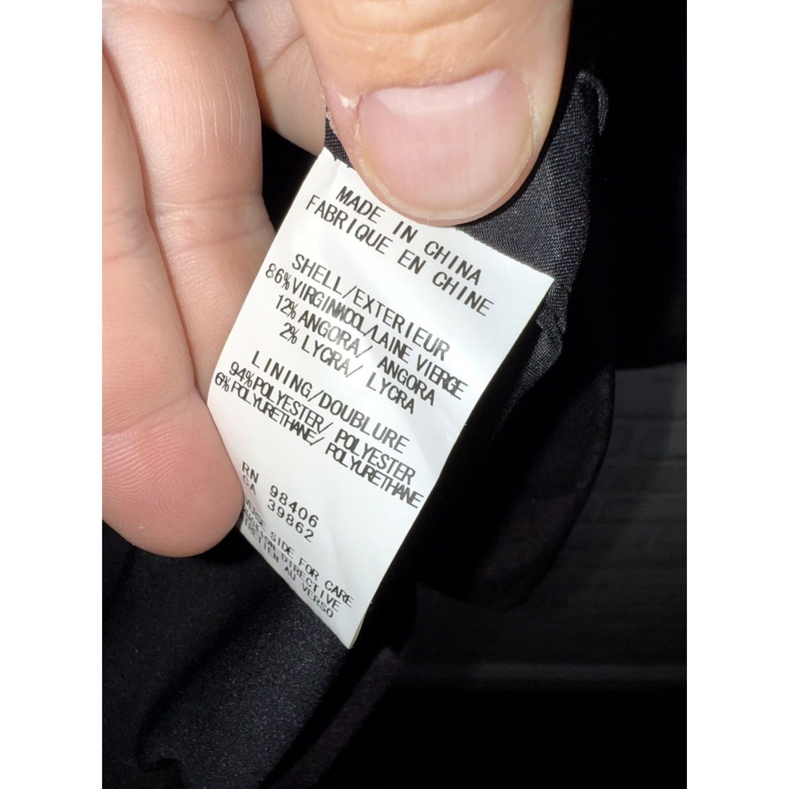 Theory Theory ANDORIE Coat Womens 12 Black Auburn Wool Angora Blend 2 Button NWT (45) Size XL / US 12-14 / IT 48-50 - 8 Thumbnail