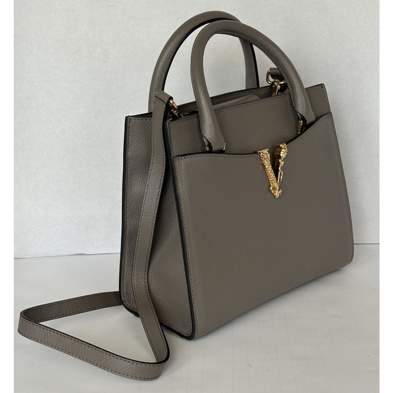 Versace Versace Virtus Grainy Calf Small Grey Top Handle Bag 1005960 Size ONE SIZE - 2 Thumbnail