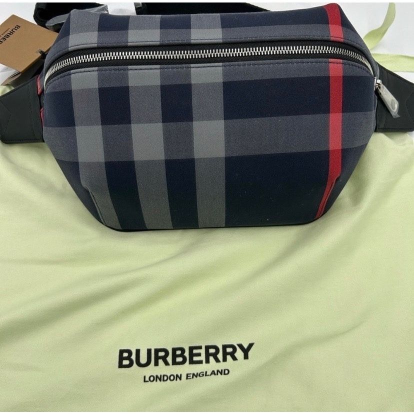 Burberry Women's Burberry Sonny check Belt bag adjustable navy blue Size ONE SIZE - 1 Thumbnail