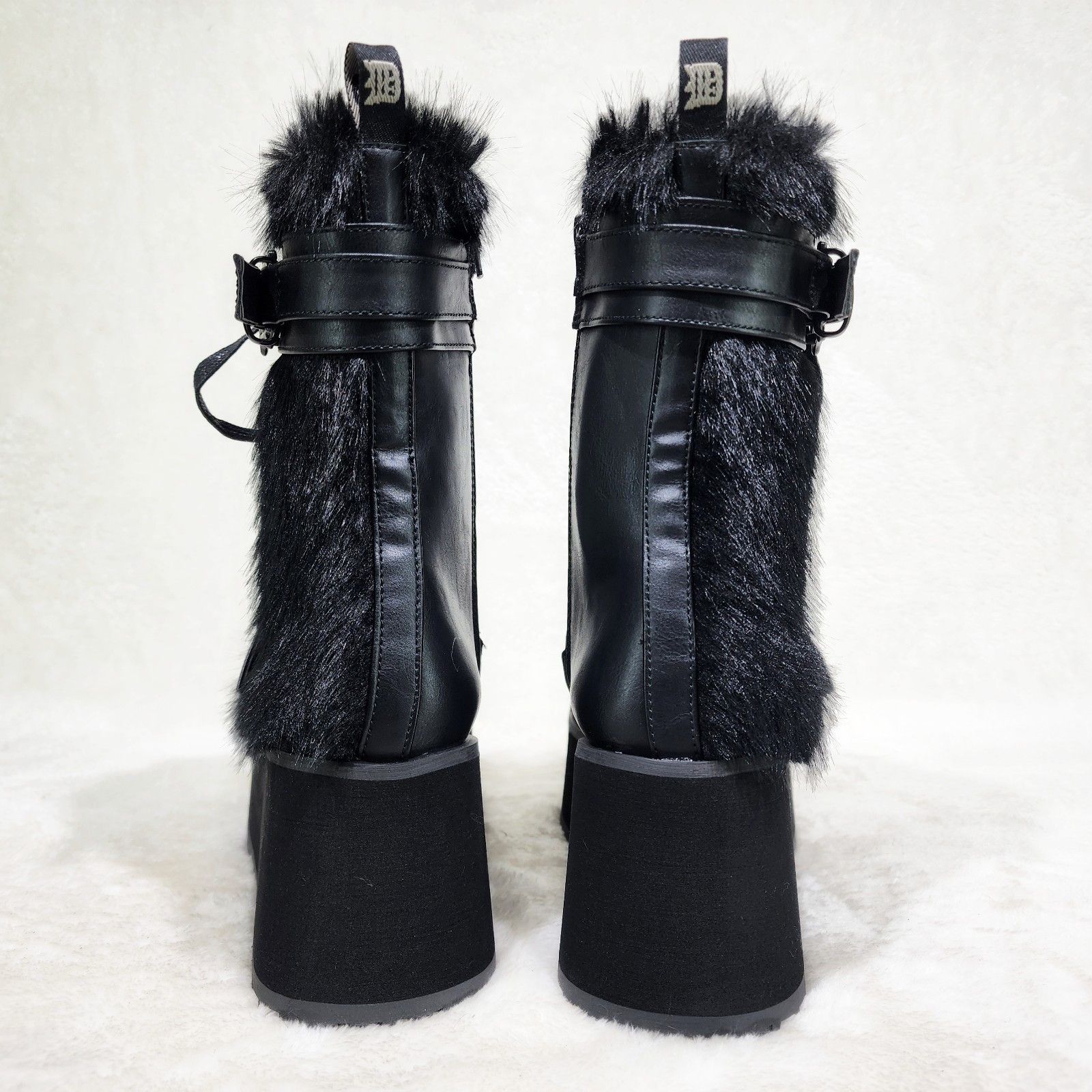 Demonia Cult DEMONIA 118 Furry Goth Punk Rock 3.25" Platform Boot Black Size US 5 / EU 37 - 4 Thumbnail