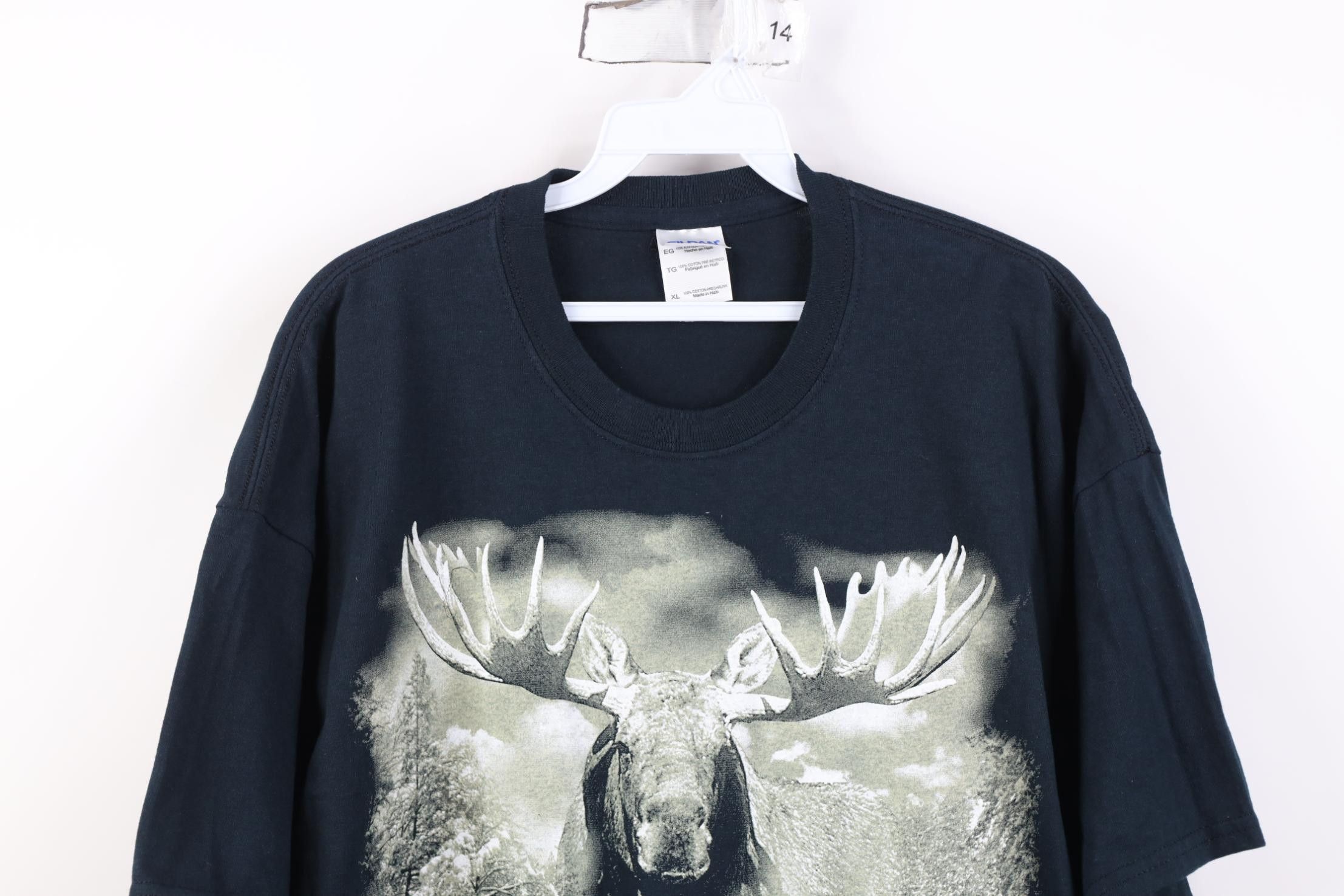 Vintage Vintage 90s Y2K Streetwear Jasper Canada Moose T-Shirt Black Size US XL / EU 56 / 4 - 2 Thumbnail