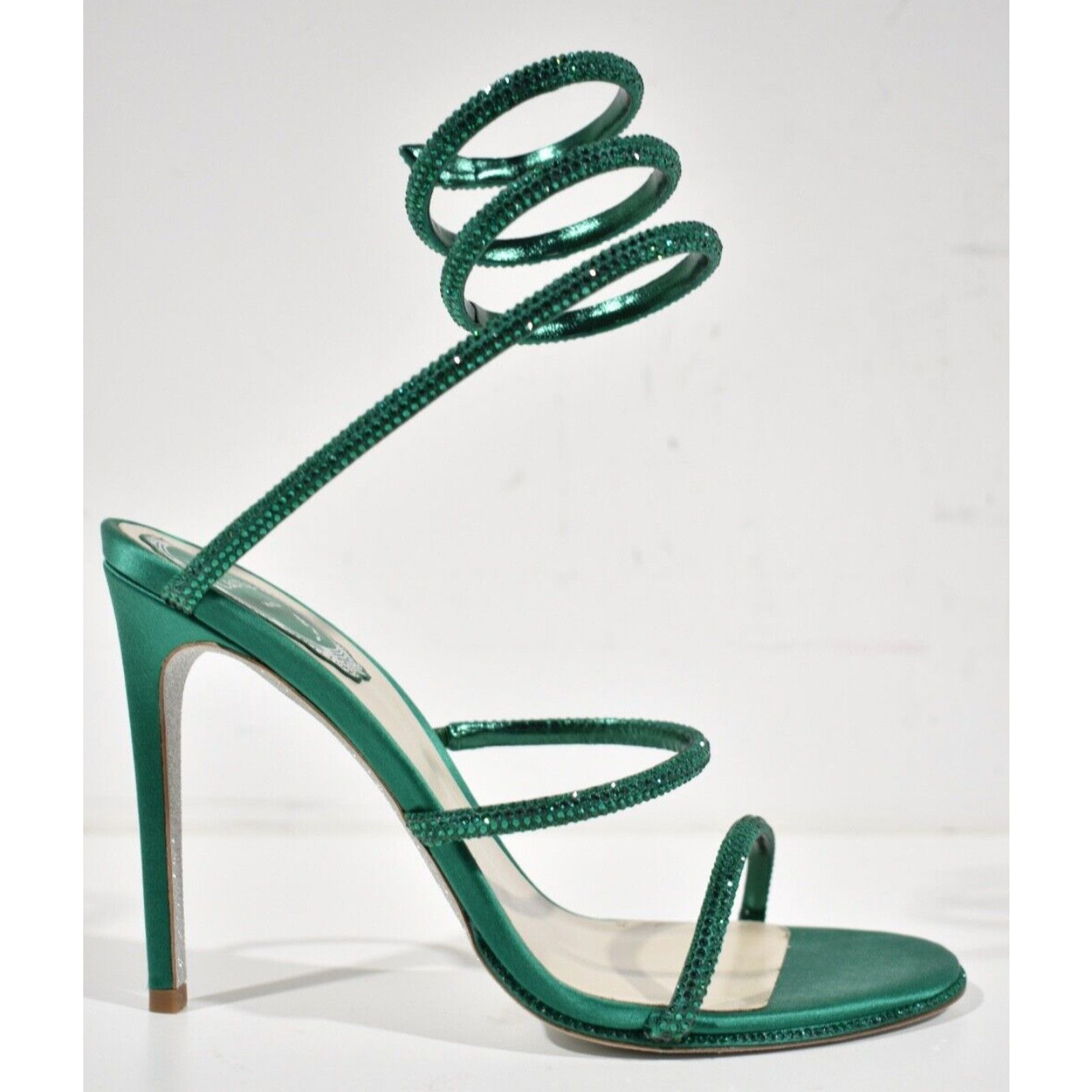 Rene Caovilla Cleo Emerald Crystal Ankle Wrap Strap Sandal Heel Pump 38 Size US 8 / IT 38 - 2 Thumbnail
