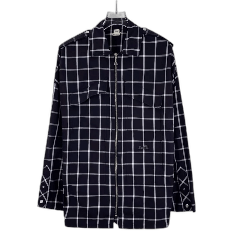 Hermes Hermes Checkered Long Sleeve Zip Jacket-2506 Size S / US 4 / IT 40 - 1 Thumbnail