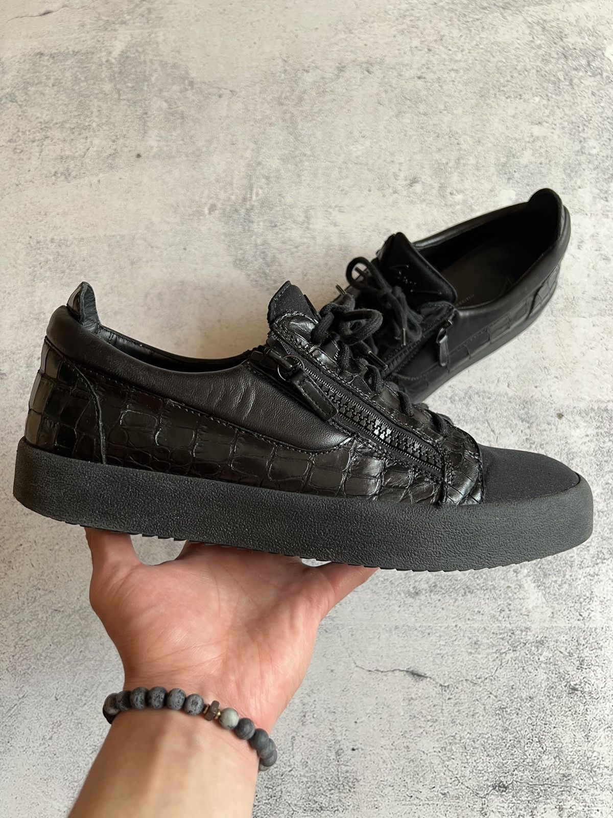 Giuseppe Zanotti × Vintage Giuseppe Zanotti Snake skin leather zip sneakers shoes Size US 13 / EU 46 - 3 Thumbnail