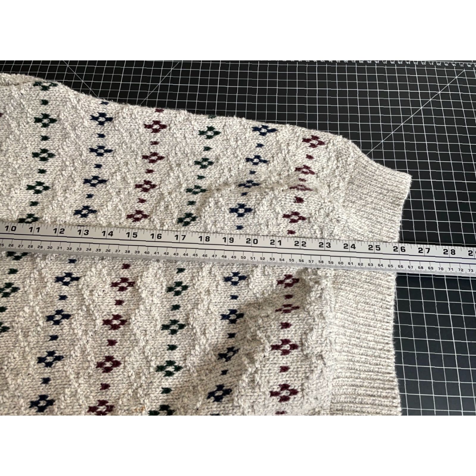 Vintage VINTAGE Fieldmaster Chunky-Knit Geometric Pattern Sweater Adult Large Light Gray Cotton 90s Mens Size US L / EU 52-54 / 3 - 6 Thumbnail