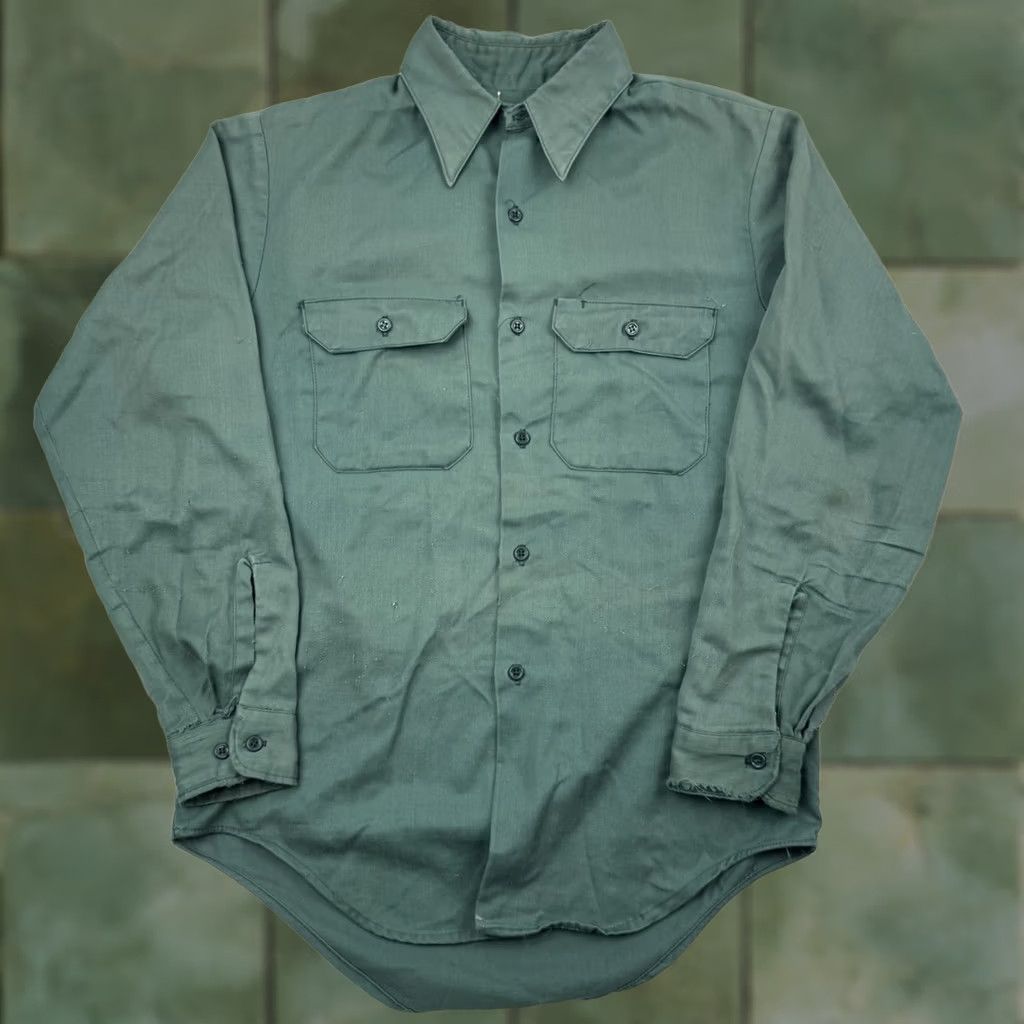 Vintage VINTAGE Button-Up Shirt Adult L Green 70s USA Unbranded Regular Long Sleeve Size US L / EU 52-54 / 3 - 1 Thumbnail