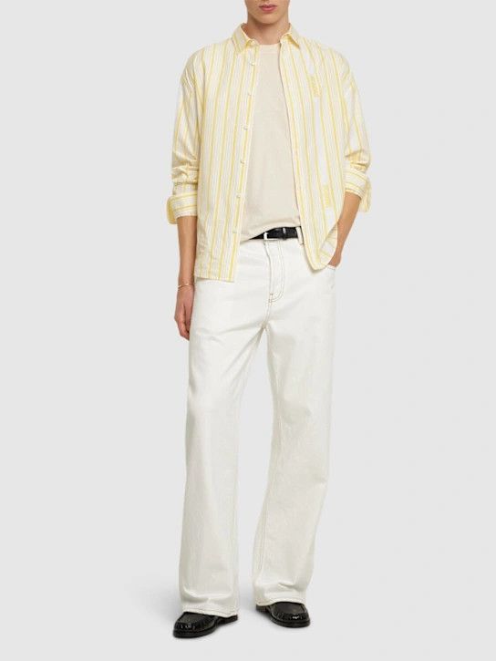 Jacquemus o1lsvrm0425 Chemise Simon Cotton Logo Shirt in Yellow/White Size US L / EU 52-54 / 3 - 3 Thumbnail