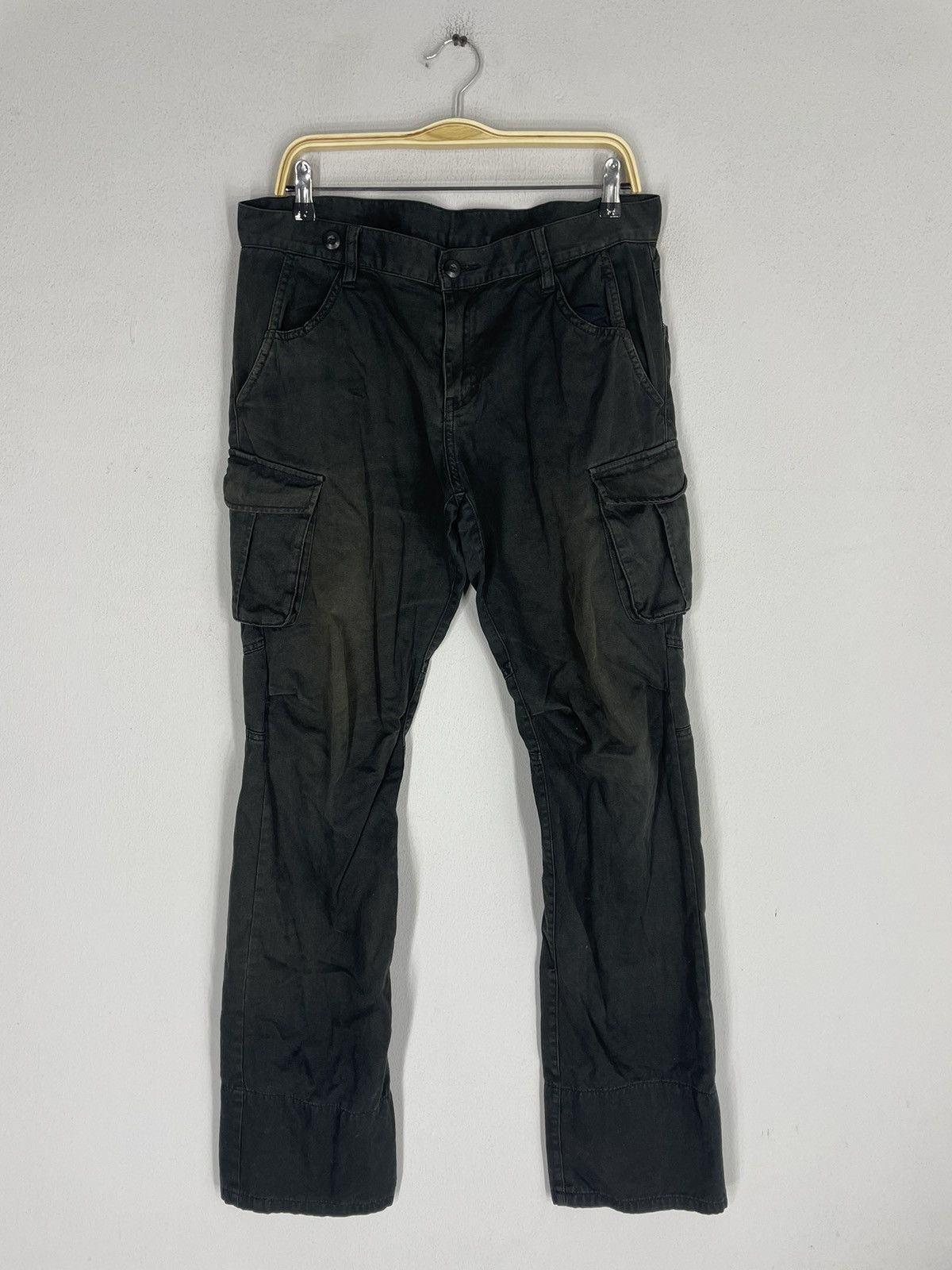 image of Trashppfm 8 Pockets Tactical Sun Faded Black Cargo Pants, Men's (Size 35)