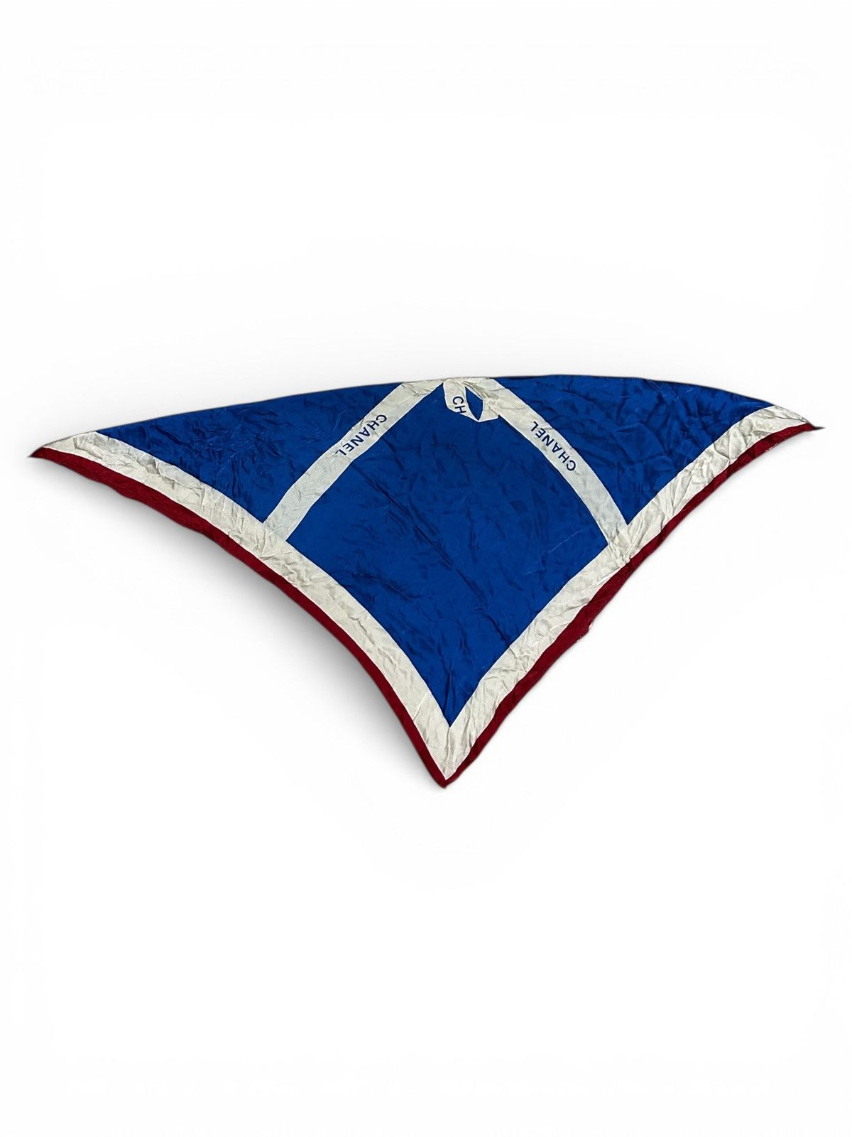 Chanel 90s Geometric Logo Print Red/White/Blue Silk Scarf Size ONE SIZE - 1 Thumbnail