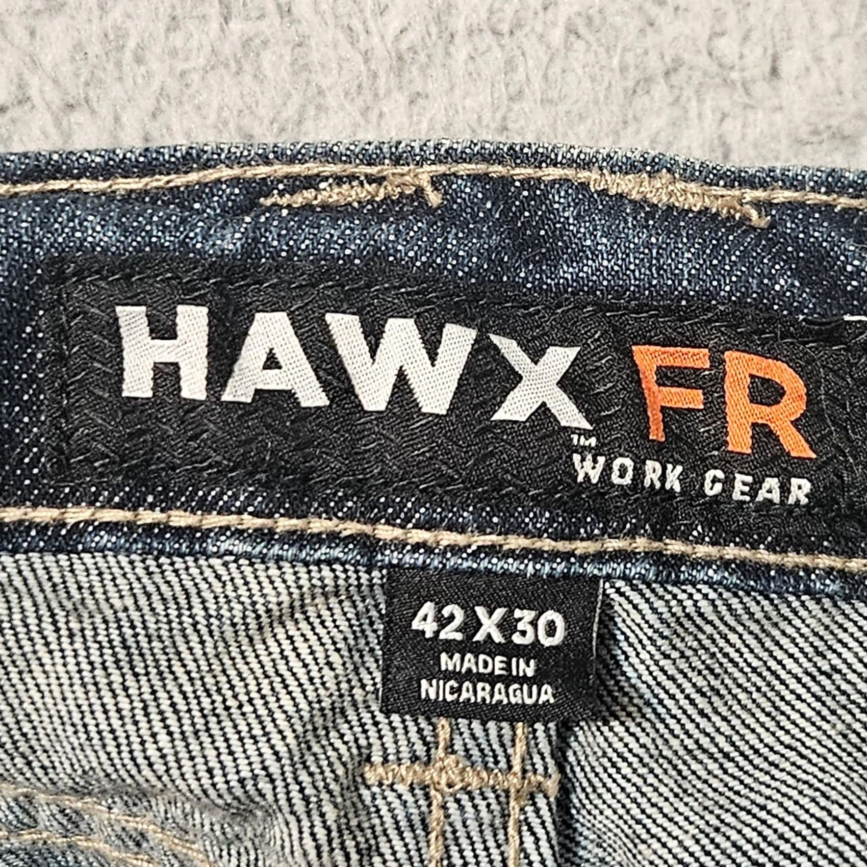 Vintage Hawx Men's Blue Jeans Straight Cut Regular Fit 42x30 Cat2 NFPA 2112 70e Size US 42 / EU 58 - 3 Thumbnail