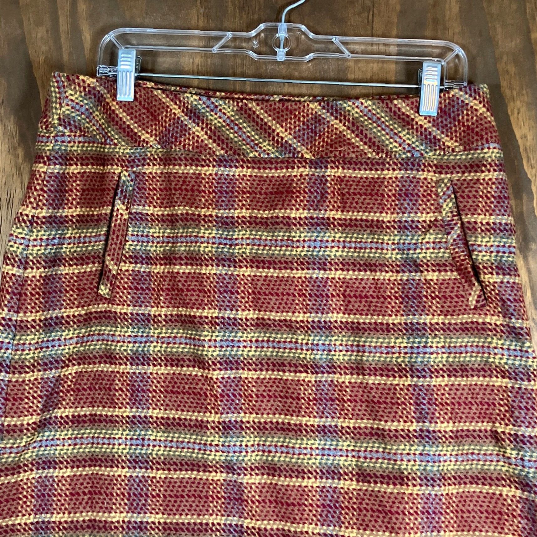 Talbots Talbots Womens Skirt Red Multicolor Tweed Plaid A-Line Side Zip Wool Blend 8 Size 30" / US 8 / IT 44 - 2 Thumbnail