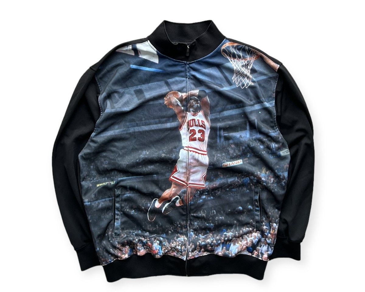 image of Vintage Y2K Smx Michael Jordan Aop Poster Track Jacket in Black, Men's (Size 2XL)