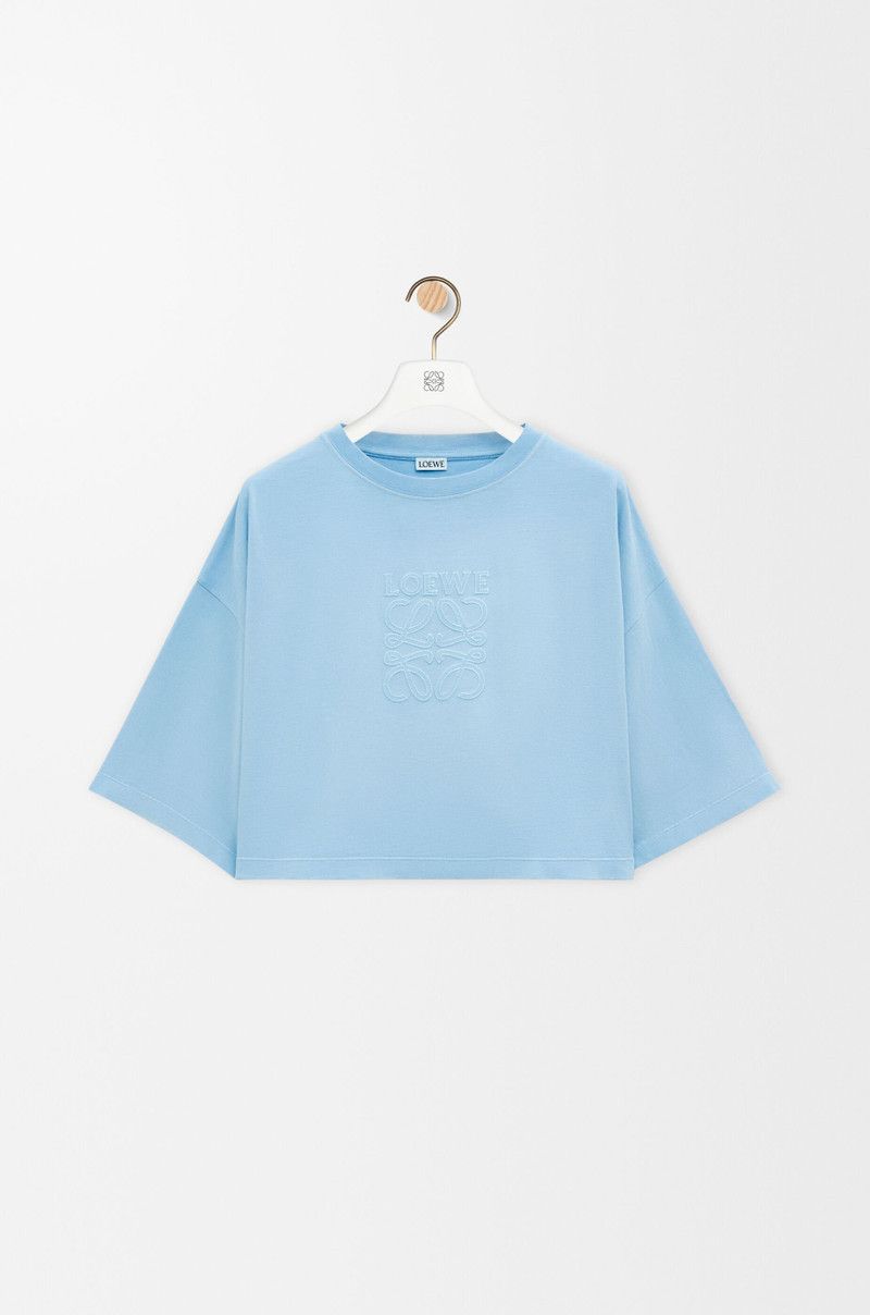 Loewe o1in1g0426 Cropped T-Shirt in Light Blue Size S / US 4 / IT 40 - 1 Thumbnail
