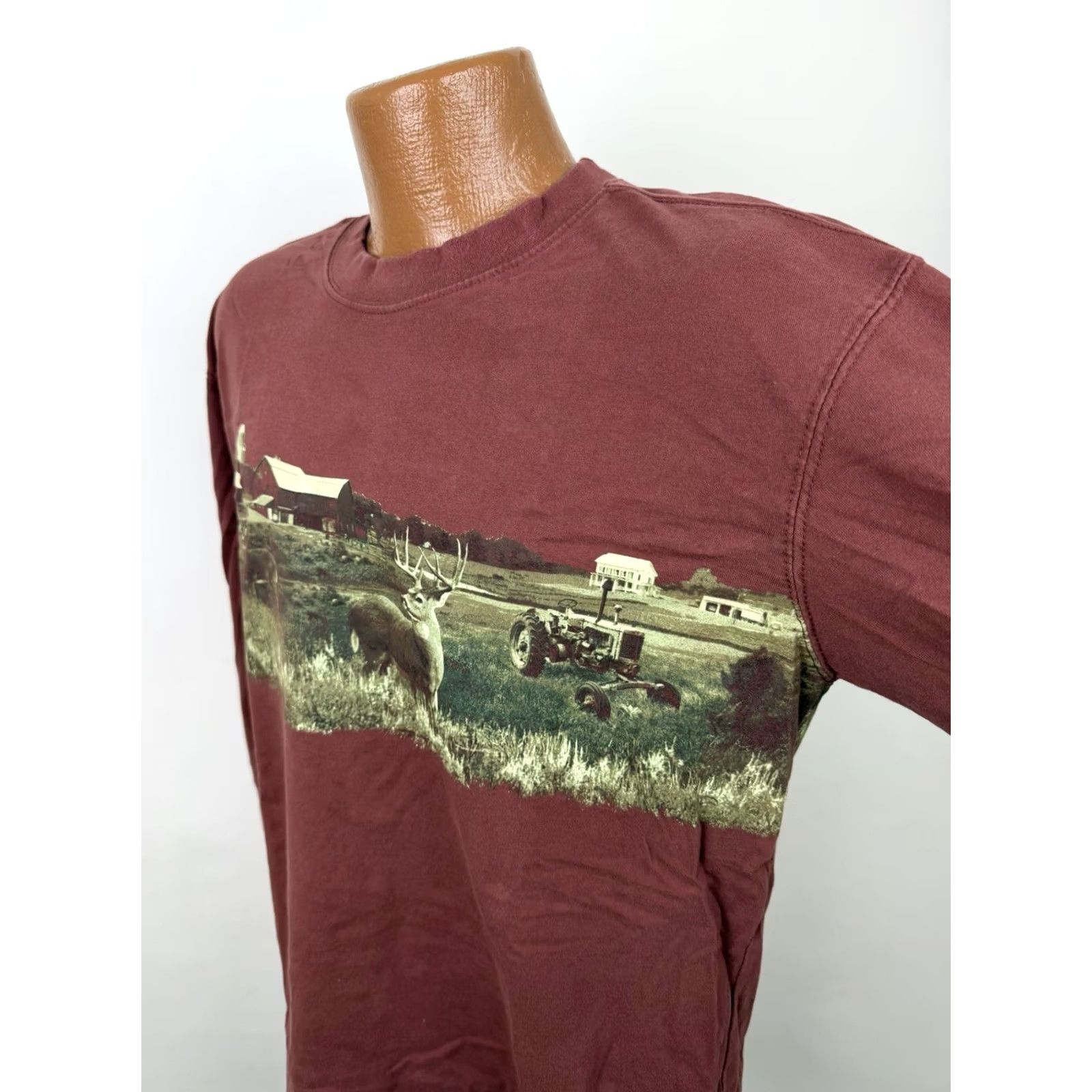 Etro Sun River Clothing Co. Shirt Mens Medium Red Ochre Brown Long Sleeve T-shirt Farming Retro Outdoor Nature Size US M / EU 48-50 / 2 - 7 Thumbnail