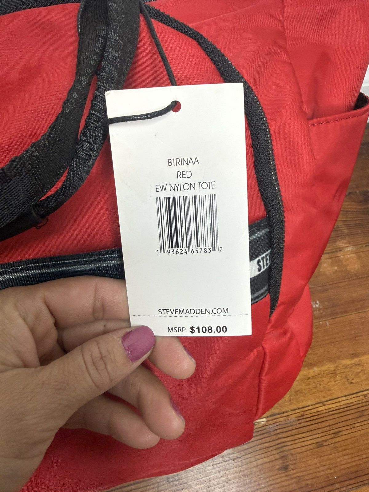 Steve Madden Steve Madden Red Handbag with Black Logo Plate Size ONE SIZE - 3 Thumbnail