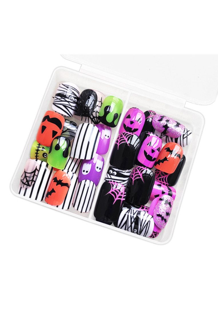Other Halloween Press on Fake Nails Short Square with Ghost Design Size ONE SIZE - 1 Thumbnail