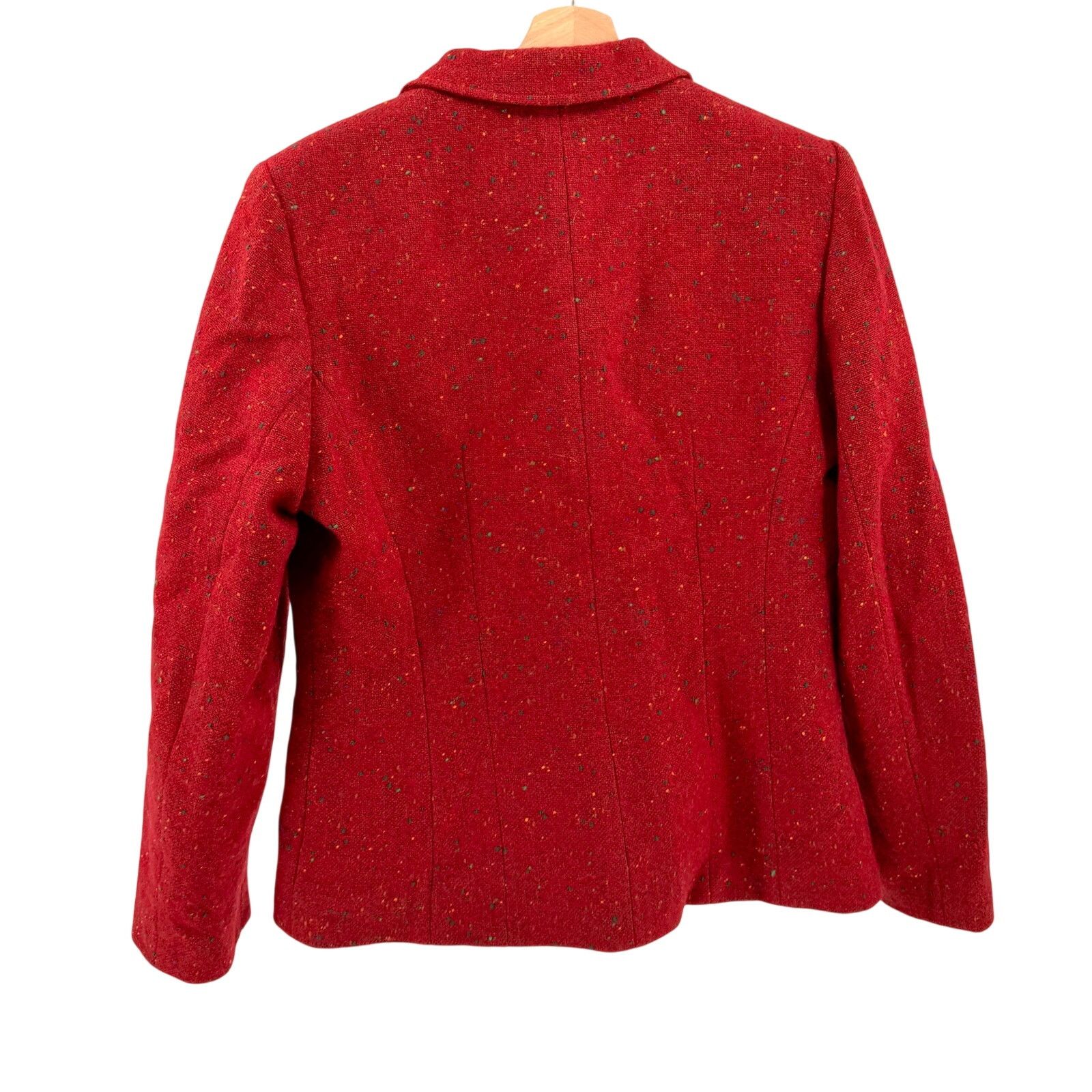 Kasper Vintage Y2K 100% Wool Red Tweed Speckled Fitted Blazer Size M / US 6-8 / IT 42-44 - 5 Thumbnail