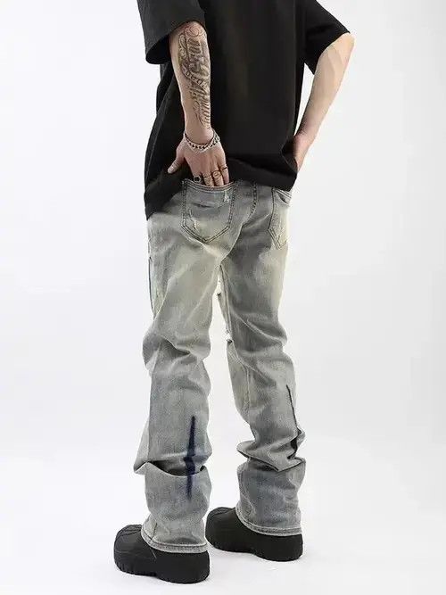 Japanese Brand × Jean Retro yellow mud claw mark wide leg jeans Size US 32 / EU 48 - 3 Thumbnail