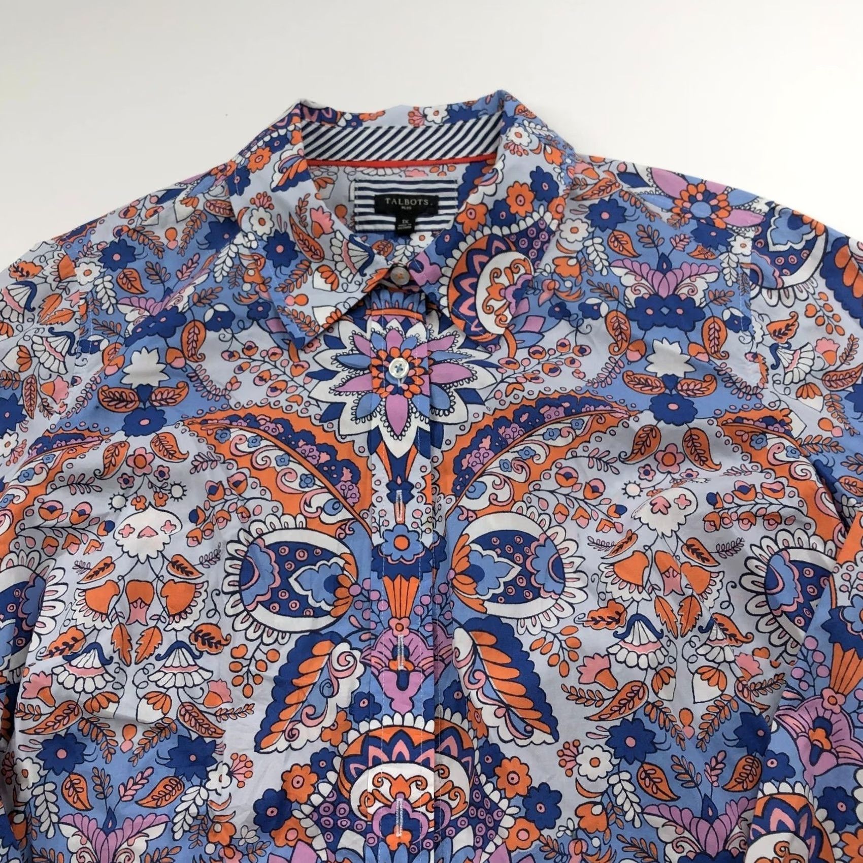 Talbots Talbots Plus 1X Paisley Women's Button Long Sleeve Shirt All Over Print Shirt Plus Women’s Casual Button-Up 100% Cotton Multicolor Paisley Size XL / US 12-14 / IT 48-50 - 2 Thumbnail