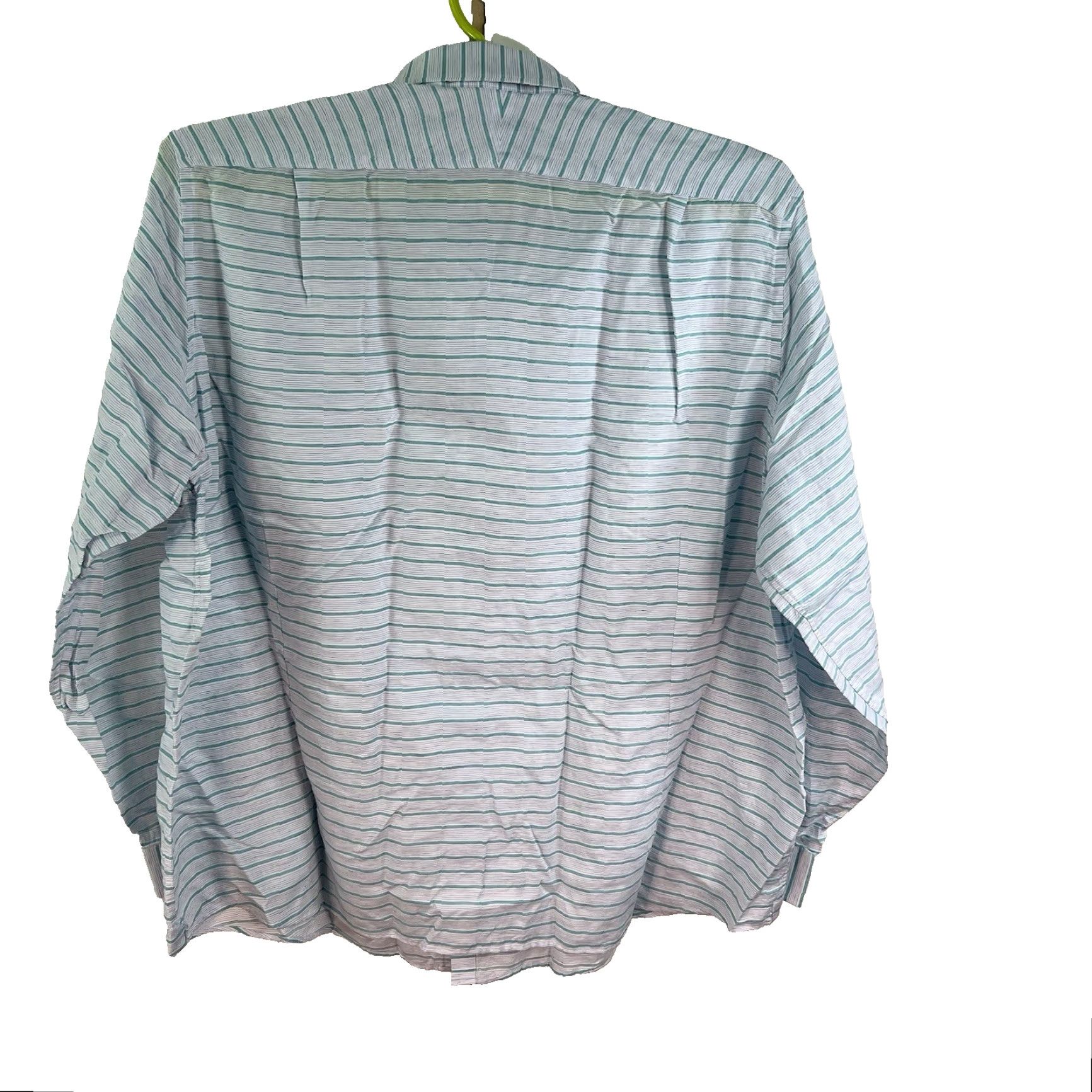 Proper Cloth VINTAGE Proper Cloth Shirt Casual Button-Up Long Sleeve Men's 4XL Green White Striped Linen, All Seasons Size US XXL / EU 58 / 5 - 7 Thumbnail