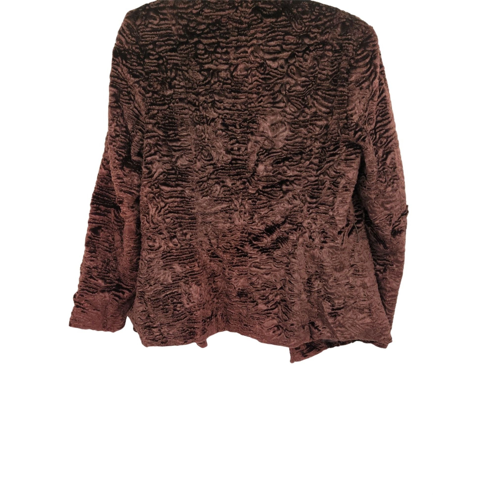 Vintage Vtg 90's Vegan Faux Persian Lamb Fur Jacket Sz M Chocolate T Size M / US 6-8 / IT 42-44 - 7 Thumbnail