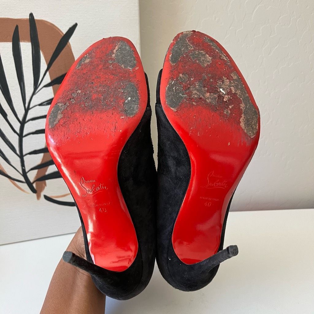 Christian Louboutin Christian Louboutin Heels Triplica Strass 100 Suede Booties Size US 9 / IT 39 - 8 Thumbnail
